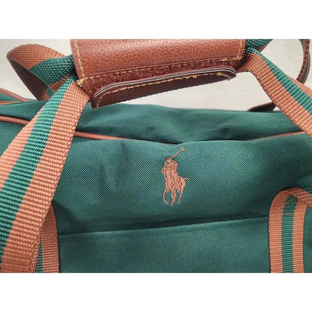 Vintage Polo Ralph Lauren 90s Green Canvas Duffle Weekender Bag